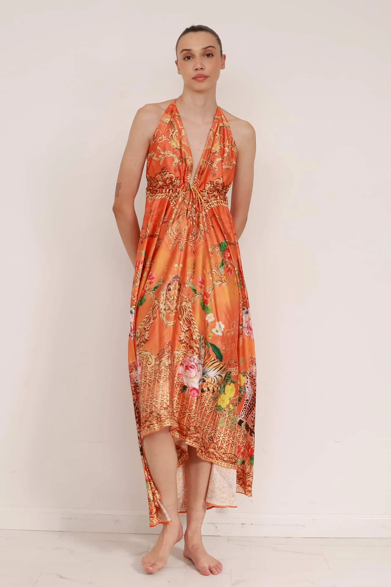 Orange Going out Long Maxi Dress