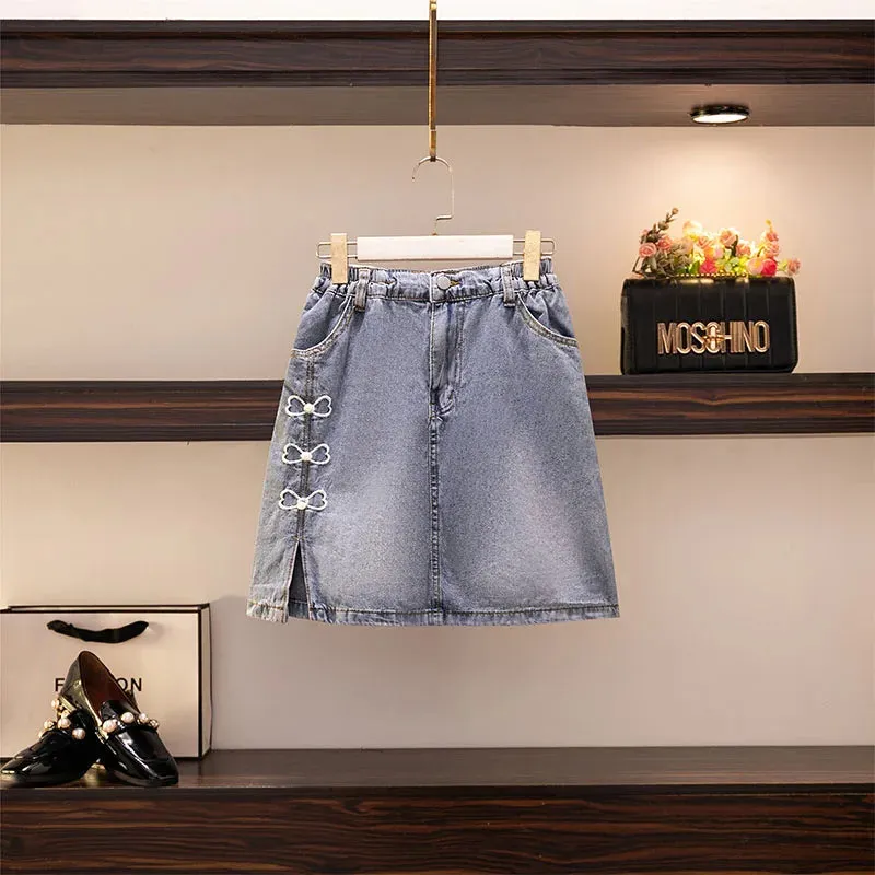 Plus Size Fat Denim Skirt