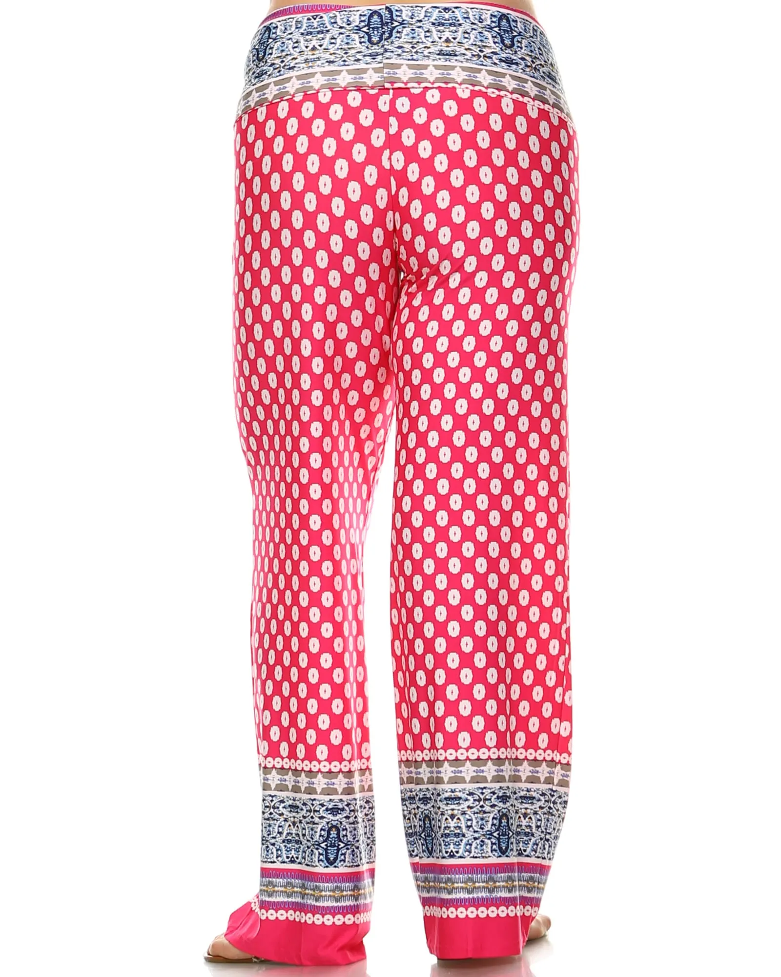 Printed Polka Palazzo Pants | Fuchsia White
