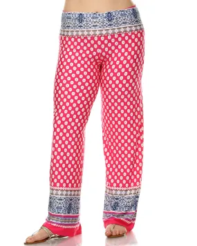 Printed Polka Palazzo Pants | Fuchsia White