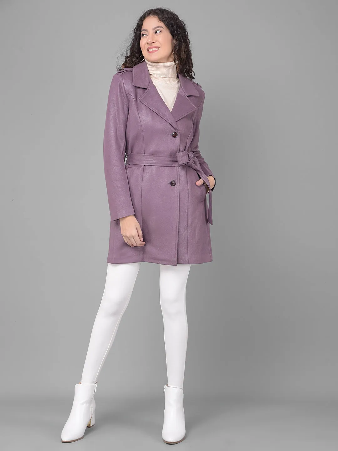 Purple Suede Trench Coat