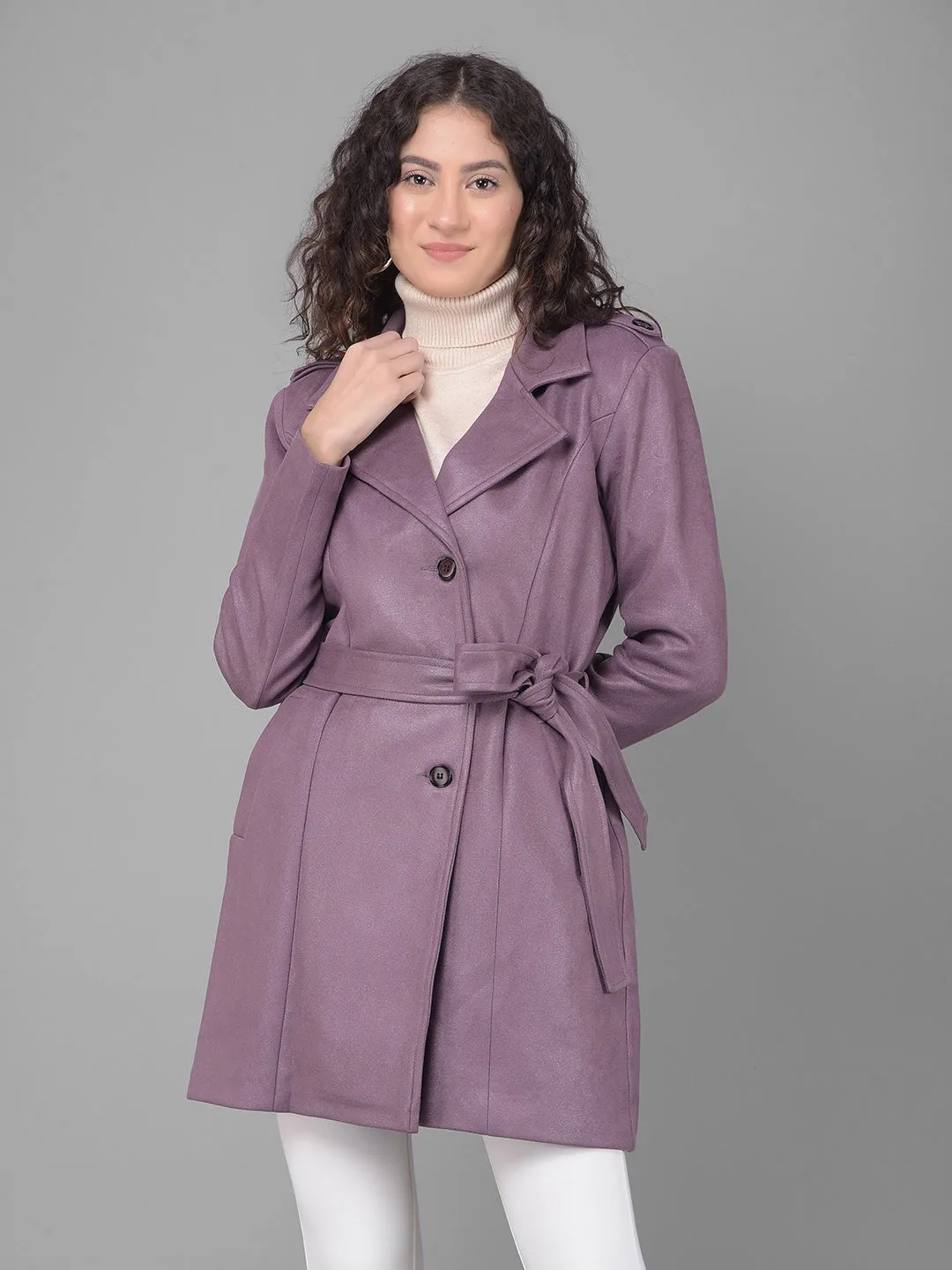 Purple Suede Trench Coat