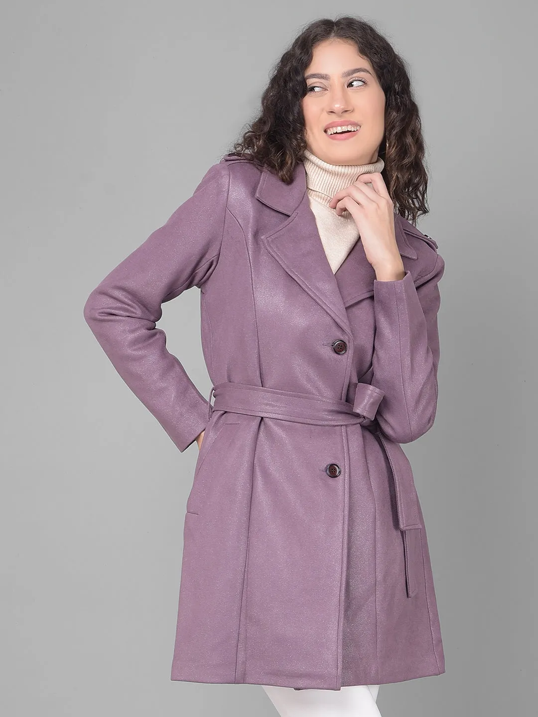 Purple Suede Trench Coat