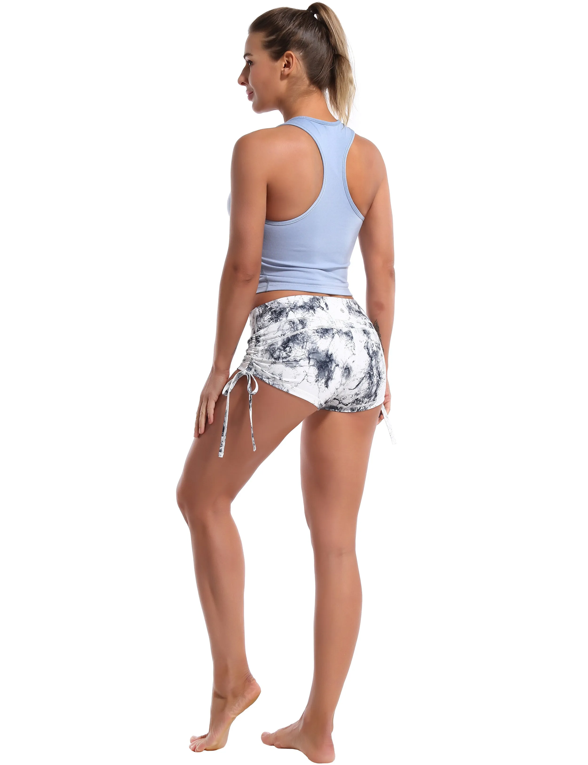 Racerback Athletic Crop Tank Tops heatherblue_Biking