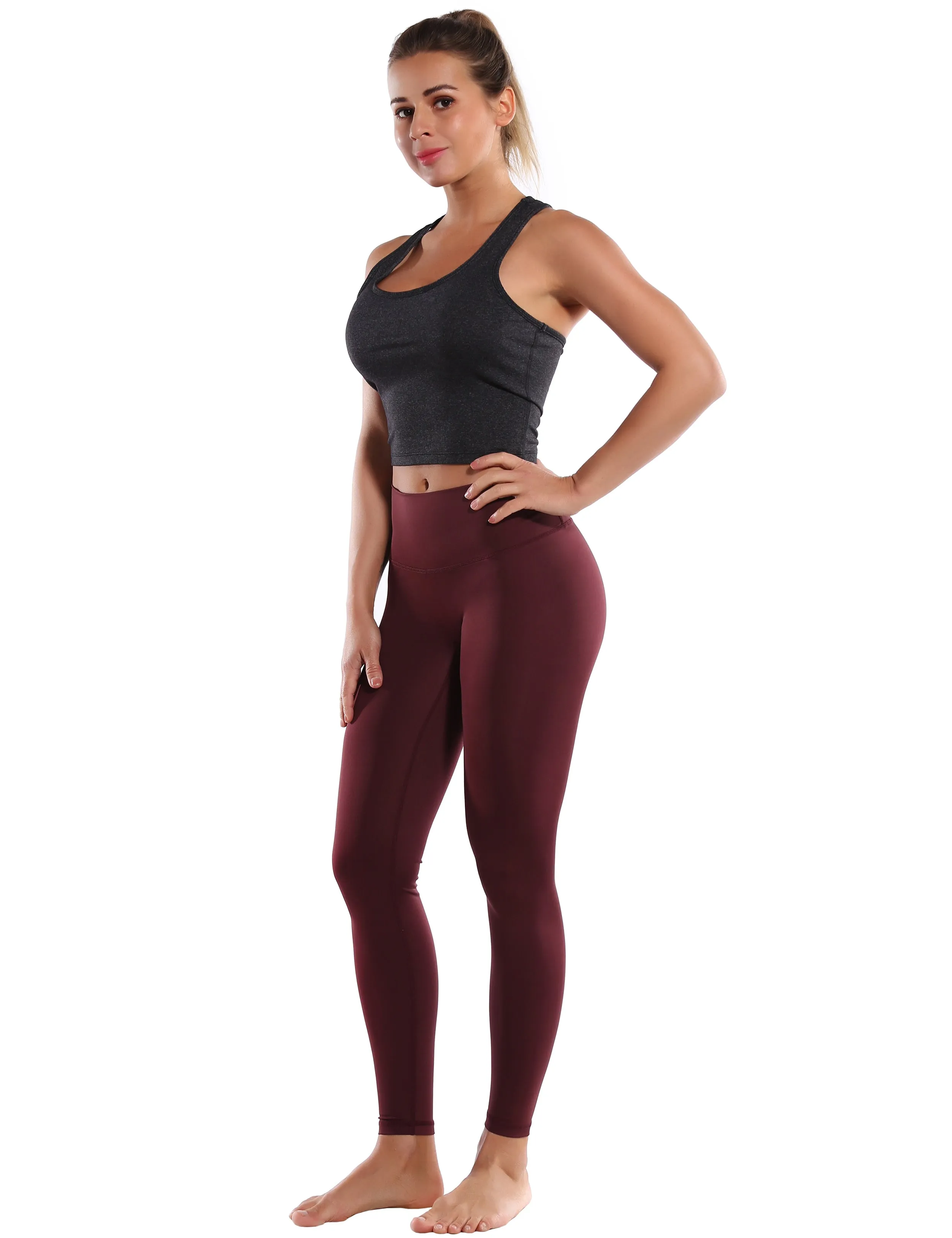 Racerback Athletic Crop Tank Tops heathercharcoal_yogastudio