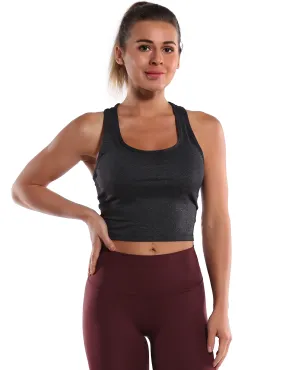Racerback Athletic Crop Tank Tops heathercharcoal_yogastudio