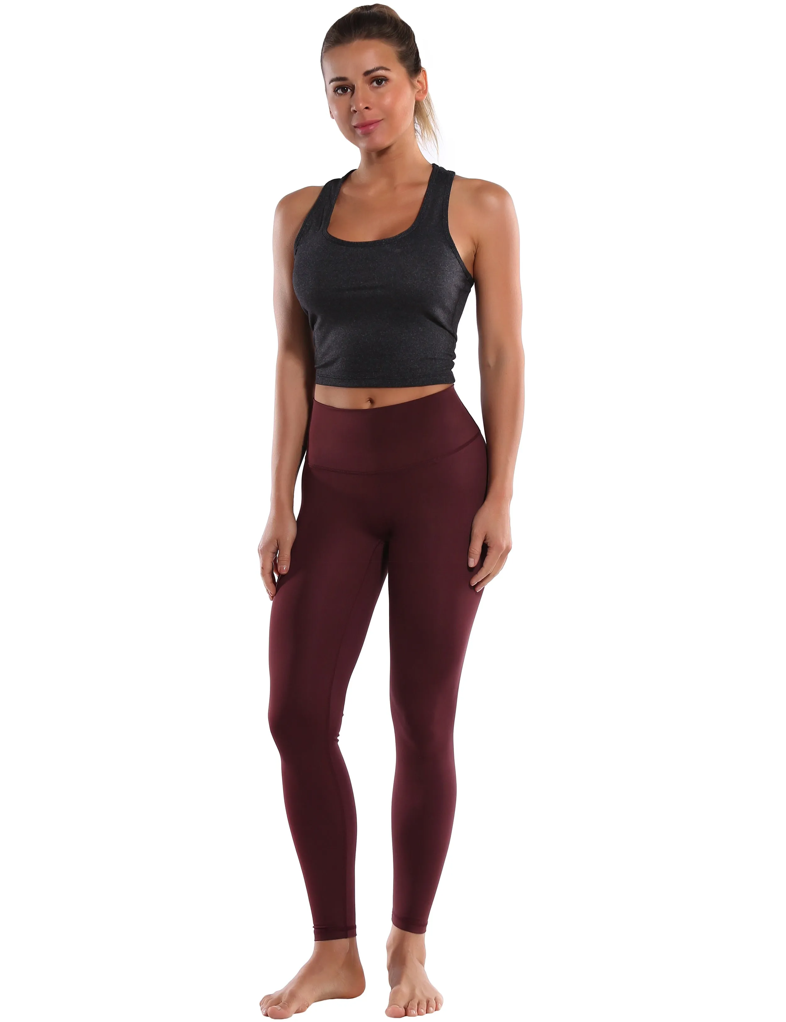 Racerback Athletic Crop Tank Tops heathercharcoal_yogastudio