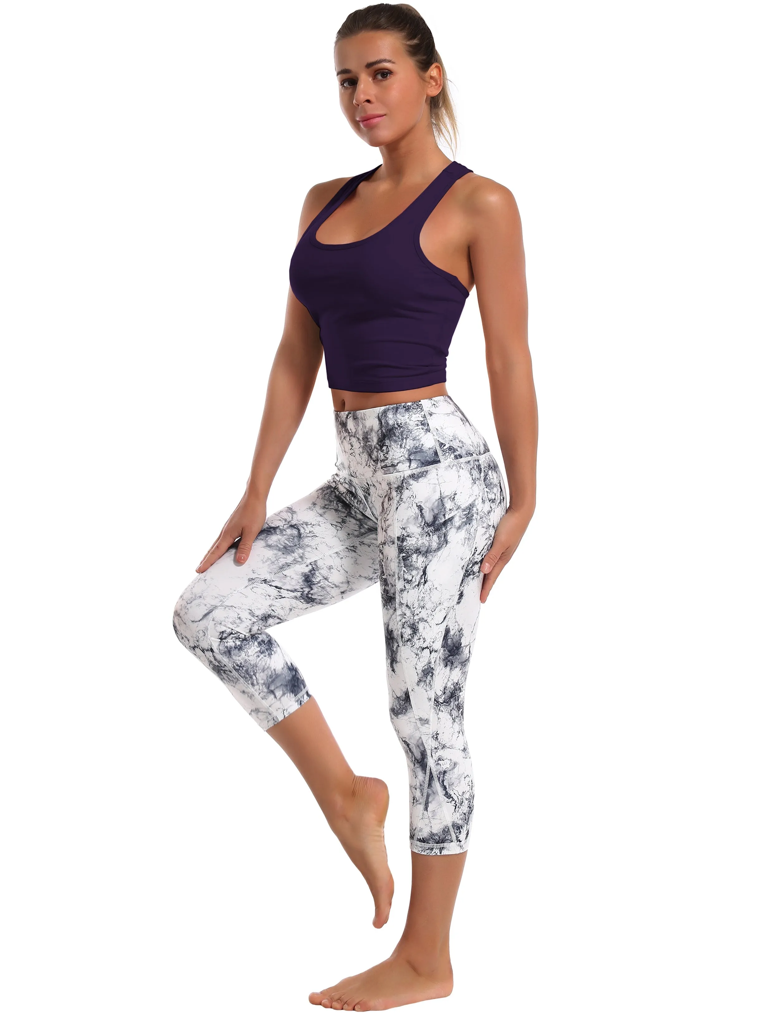 Racerback Athletic Crop Tank Tops midnightblue_Golf
