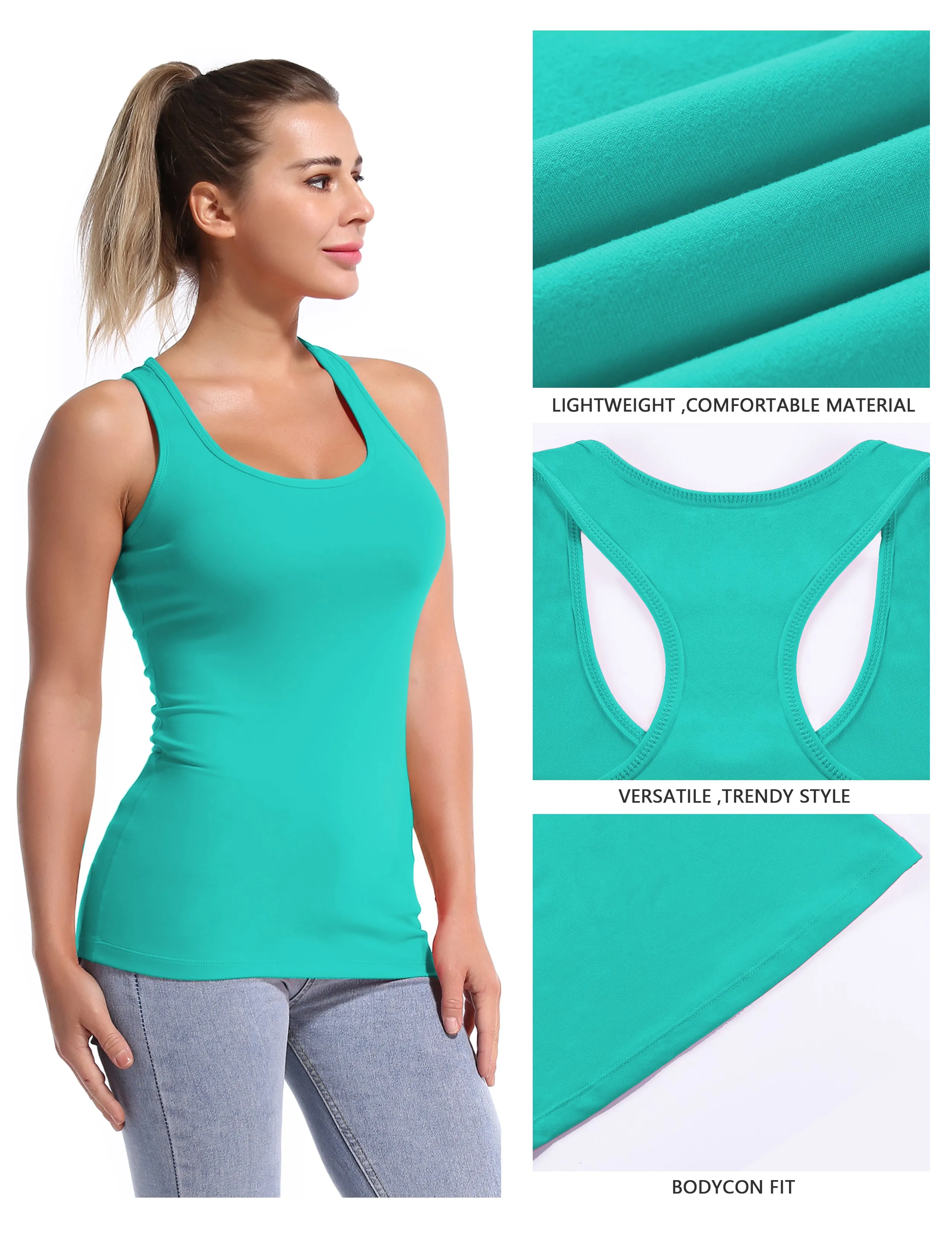 Racerback Athletic Tank Tops cyan_Biking