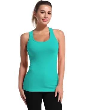 Racerback Athletic Tank Tops cyan_Pilates