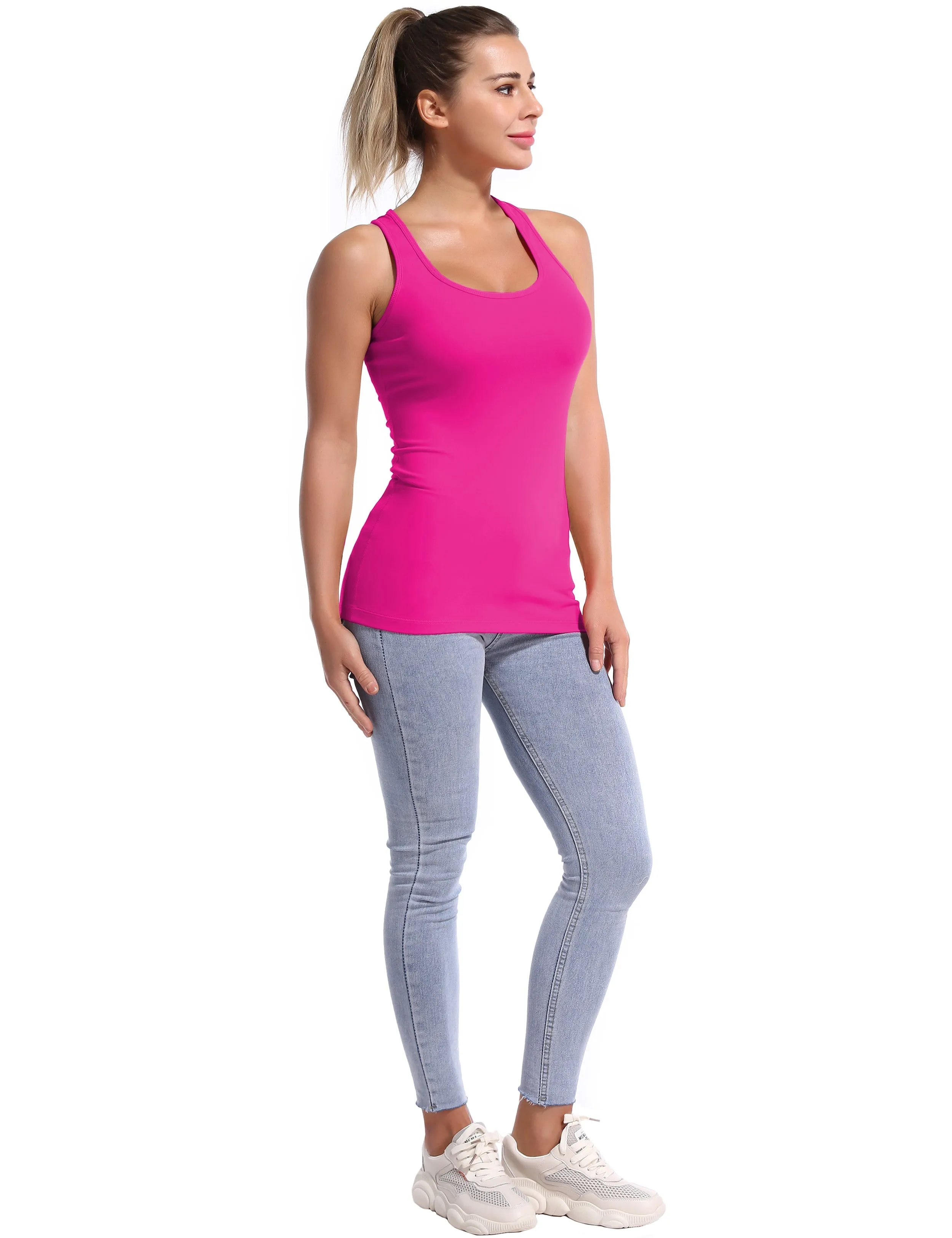 Racerback Athletic Tank Tops magenta_yogastudio