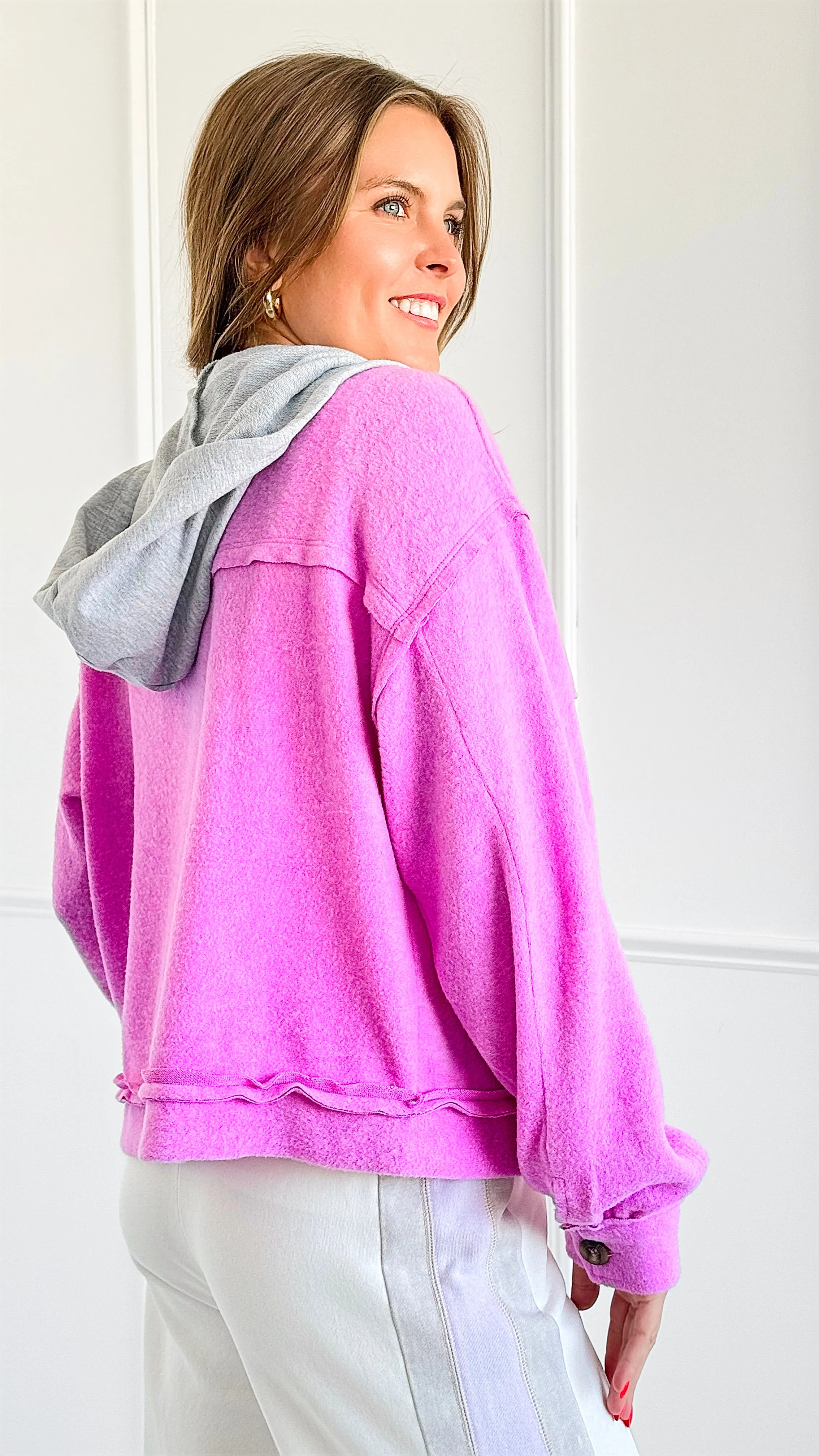 Relaxed Utility Knit Jacket - Bright Mauve