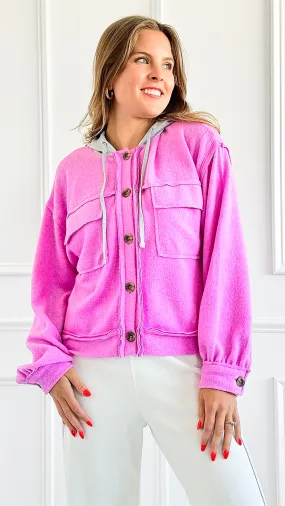 Relaxed Utility Knit Jacket - Bright Mauve