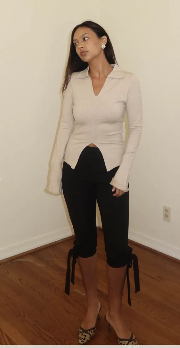 Side Bow Detail Capri Pants