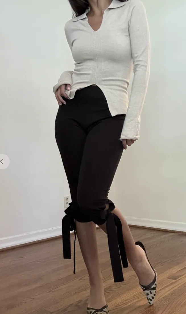 Side Bow Detail Capri Pants