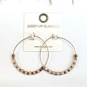 Summer Memories Beaded Gold Hoops in Pale Pink