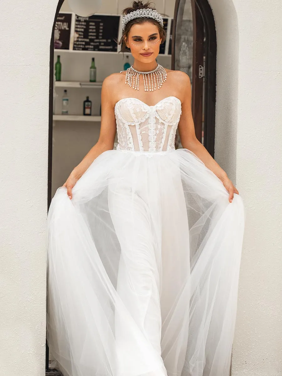 Sweetheart Neckline Princess Wedding Dress Tulle A-line