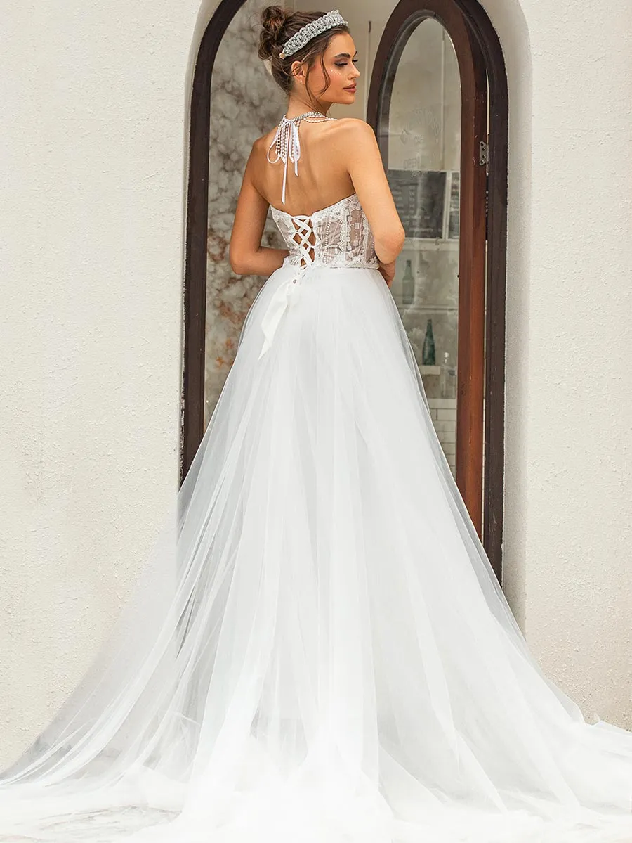 Sweetheart Neckline Princess Wedding Dress Tulle A-line