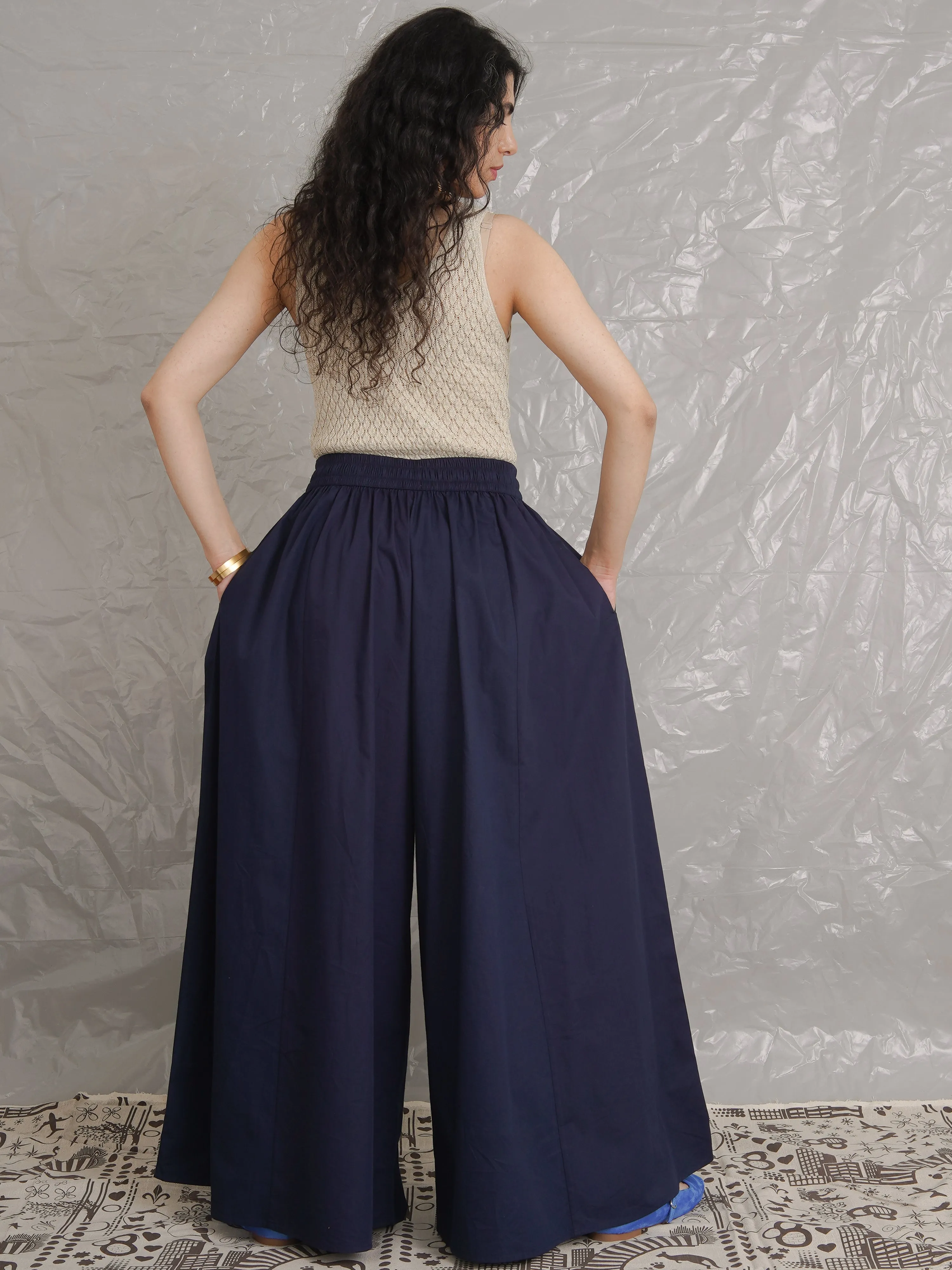 Two Tone  Navy Palazzo Pants