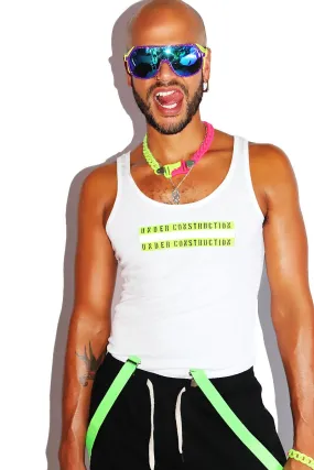 Under Construction Rib Knit Racerback Tank-White