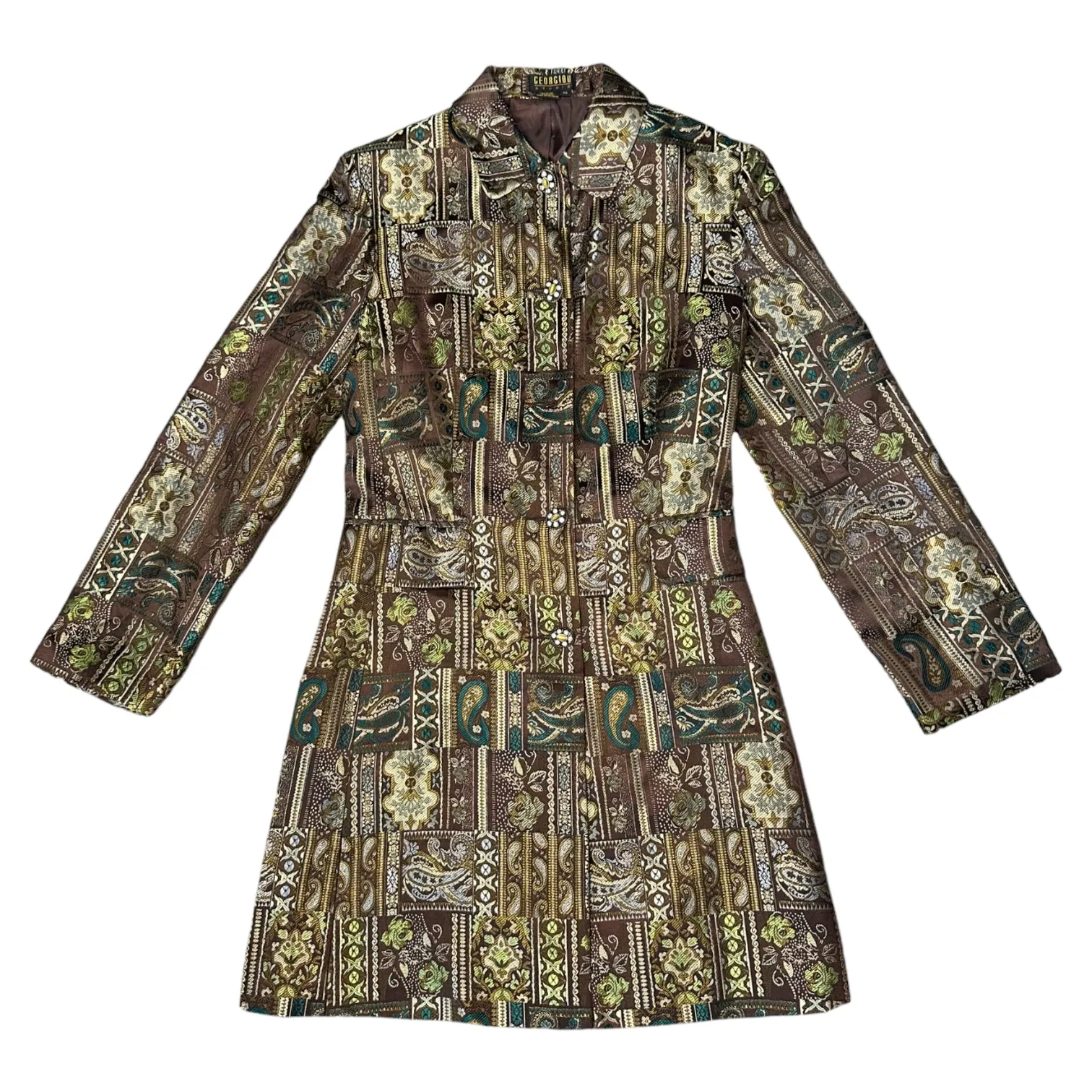 Vintage Brocade Trench Coat (L)