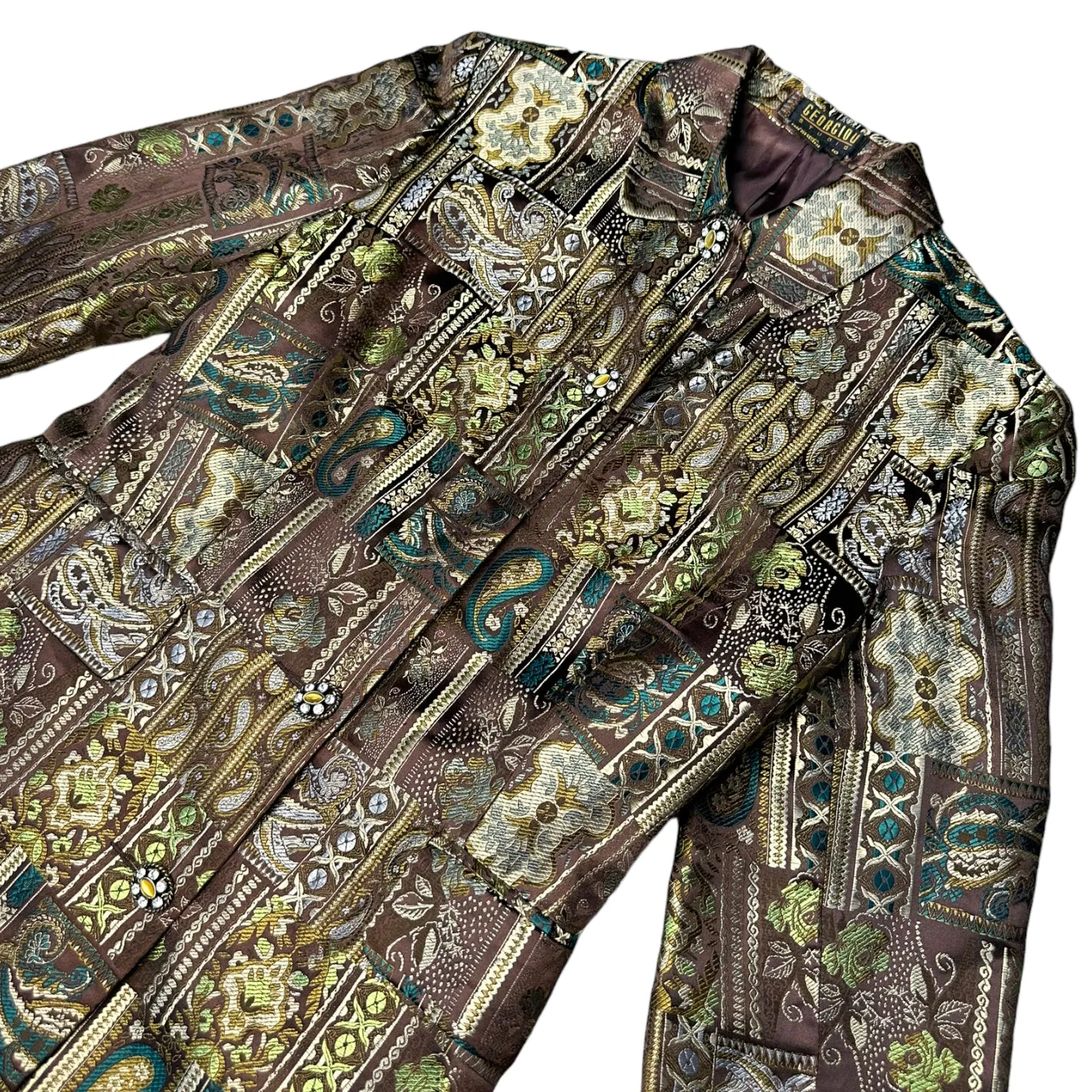 Vintage Brocade Trench Coat (L)