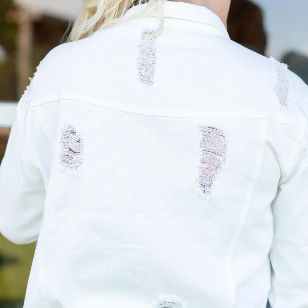 White Distressed Denim Jacket