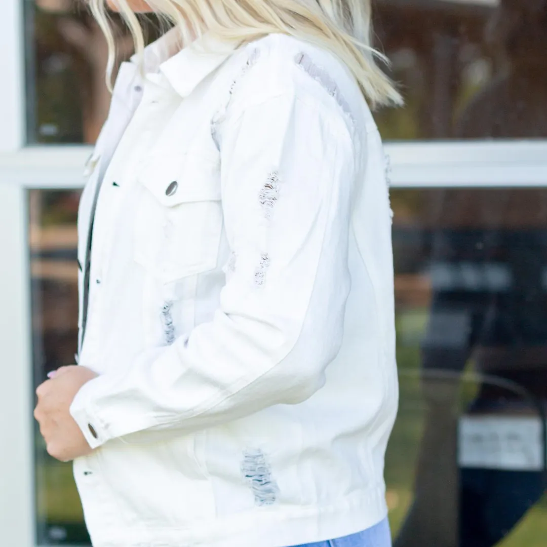 White Distressed Denim Jacket