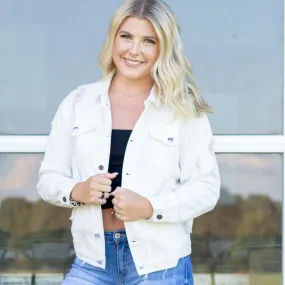 White Distressed Denim Jacket