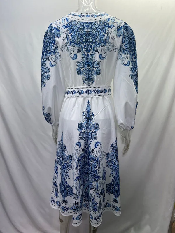 Women's Boho Parsley Print Midi Dress for Summer